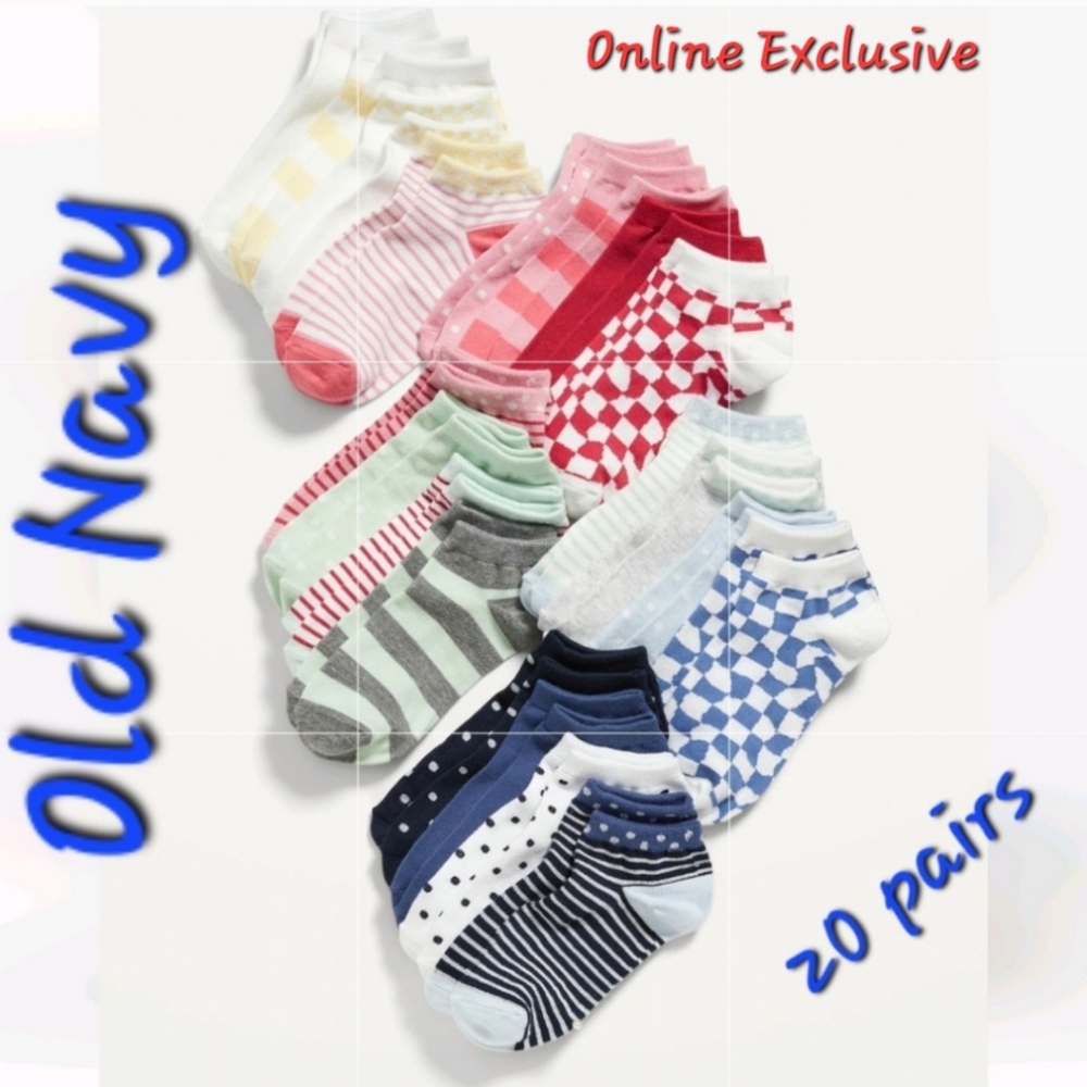 👀50% OFF - NWT‼️Old Navy brand 20 pairs of Girl's Ankle Socks